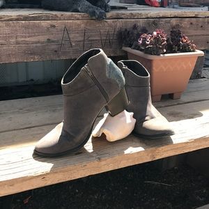 Sparkle Heel Grey Sueded Short Sassy Boot